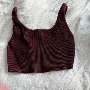 Babaton Ribbed Dark Red Crop Top
